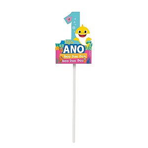 Topo de Bolo 1 Ano Festa Baby Shark - 1 Unidade - Cromus - Rizzo Festas