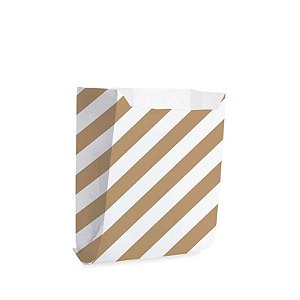Saquinho de Papel 10,5x10cm - Listras Branco com Pardo - 50 unidades - Cromus - Rizzo Festas