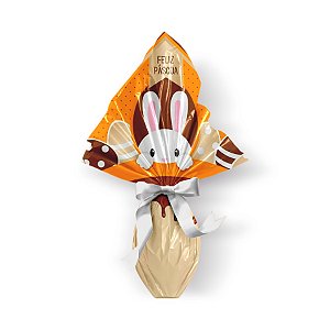 Saco Express 49x49cm para Ovos de 750g a 1kg - Chocopascoa Laranja - 5 unidades - Cromus Páscoa - Rizzo Embalagens