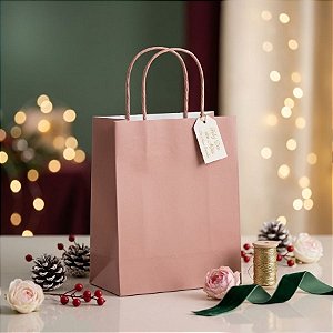 Sacola de Papel P 21,5x15x8cm - Rose Gold - Embalagem Econômica - 10 unidades - Cromus - Rizzo
