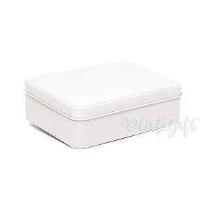Lata Retangular para Lembrancinha Branca - 12 x 9 x 4cm - 6un - Artegift - Rizzo