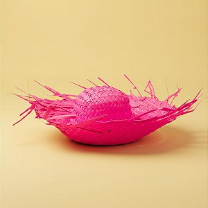 Chapéu de Palha Desfiado Colorido - Rosa - 39x10,5cm - 1 unidade - Rizzo