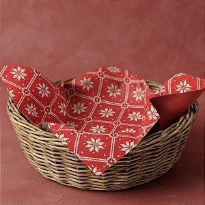 Folha de Papel para Presente de Natal Kraft Vermelho - 70x69cm - Tricot - 10 unidades - Rizzo