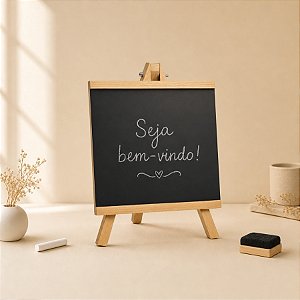 Lousa Decorativa em MDF - Borda Reta Natural  - 16x16cm - 1 unidade - Rizzo