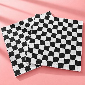Guardanapo de Papel Quadriculado - Preto e Branco - 33x33cm - 20 unidades - Rizzo