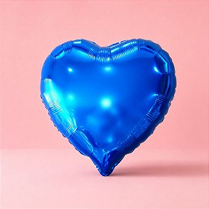 Balão de Festa Metalizado 5" 14x15cm  - Coração Azul - 6 unidades - Rizzo