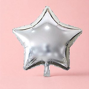 Balão de Festa Metalizado 5" 13,2x15cm - Estrela Prateada - 6 unidades - Rizzo