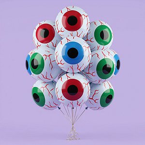 Balão de Festa Látex 8" 20cm Halloween - Olhos - Vermelho,Azul e Verde - 20 unidades - Piffer - Rizzo