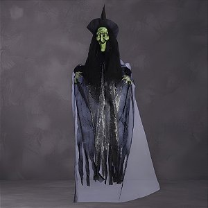 Enfeite Decorativo De Halloween Com Som, Luz e Movimento - Bruxa Samira - 1,1m - 1 unidade - Cromus - Rizzo