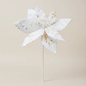 Poinsétia Decorativa - Branco Rústico - 35cm - 1 unidade - Rizzo