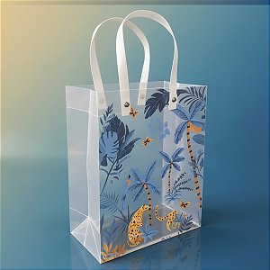 Sacola de Plástico Transparente Fosca - Azul Amazônia - 18x24x10cm - 1 unidade - Rizzo