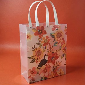 Sacola de Plástico Transparente Fosca - Tucano Floral - 23x30x12cm - 1 unidade - Rizzo