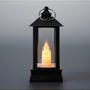 Mini Lamparina Decorativa com Led - Preto - 4,5x9x4,5cm - 1 unidade - Rizzo