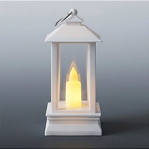 Mini Lamparina Decorativa com Led - Branco - 4,5x9x4,5cm - 1 unidade - Rizzo