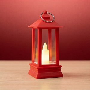 Mini Lamparina Decorativa com Led - Vermelha - 4,5x9x4,5cm - 1 unidade - Rizzo