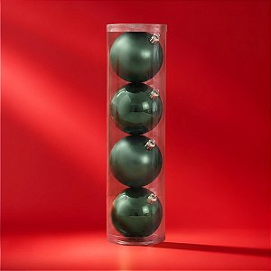 Bolas de Natal em Tubo - Verde Musgo - Fosco e Perolado - 12cm - 4 unidades - Cromus - Rizzo