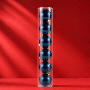 Bolas de Natal em Tubo -  Azul Classic Navy - Perolado - 10cm - 6 unidades - Cromus - Rizzo