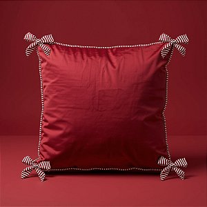 Almofada de Natal com Cardone - Aplique de Laço - Vermelho - 43x43cm - 1 unidade - Rizzo