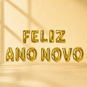 Balão de Festa Microfoil 16" - Dourado - Feliz Ano Novo -  40cm - 1 unidade - Rizzo
