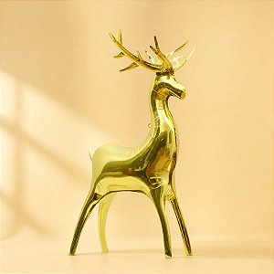 Balão de Festa Microfoil - Dourado - Rena - 122x83cm  - 1 unidade - Rizzo