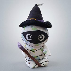 Mumia Bruxa de Pelúcia com Chapéu e Vassoura - 13x30x9cm - Halloween - 1 unidade - Rizzo