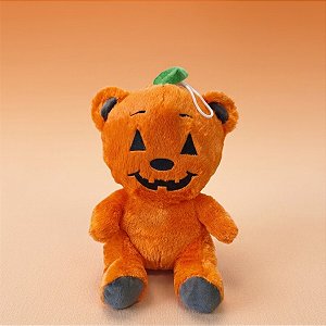 Urso Abóbora Laranja de Pelúcia - 14x22x15cm - Halloween - 1 unidade - Rizzo