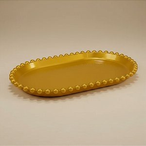 Bandeja Esfera Acrílica Durável Oval - Dourado - 25x12,5cm - 1 unidade - Rizzo