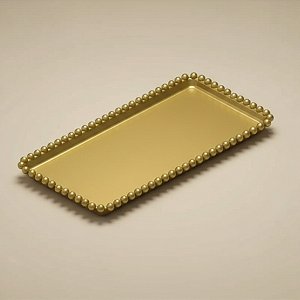 Bandeja Esfera Acrílica Durável Retangular - Dourado - 25x12,5cm - 1 unidade - Rizzo