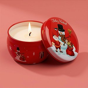 Vela Aromática De Natal - Lata Metálica Noel e Boneco de Neve - 96g - 1 unidade - Rizzo