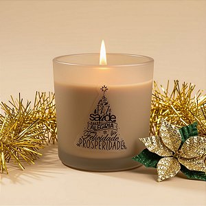 Vela Aromática de Natal - Boas Vibrações - Bege - 150g - 1 unidade - Rizzo