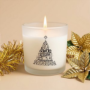Vela Aromática de Natal - Boas Vibrações - Branco - 150g - 1 unidade - Rizzo
