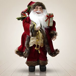 Papai Noel Decorativo em Pé com Presente - Vermelho - 90cm - RZO02545 - 1 unidade - Rizzo