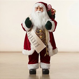 Papai Noel Decorativo em Pé com Carta - Vermelho - 90cm - RZO02541 - 1 unidade - Rizzo