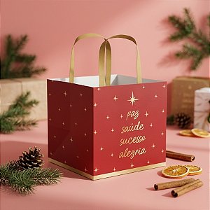 Sacola para Panetone 500g - Desejos Vermelho - 27,5x22x16cm - 1 unidade - Cromus - Rizzo