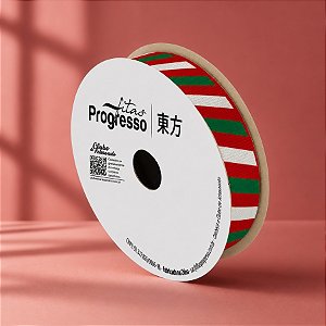 Fita de Cetim 10mm x 10m - Listrados Natalinos - ECF005S Cor 001 - Rolo 10m - 1 unidade - Progresso - Rizzo