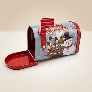Mini Lata de Metal de Natal - Caixa de Correio Vermelho e Verde - Boneco de Neve - 9x5x6cm - 1 unidade - Rizzo