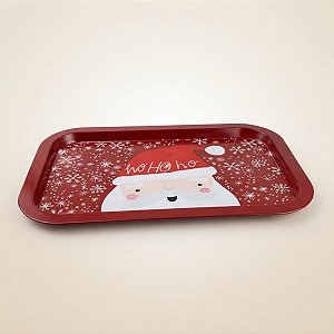 Bandeja de Metal Decorativa de Natal - Papai Noel Ho Ho Ho - 34x23x1,5cm - 1 unidade - Rizzo