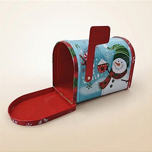 Lata de Natal de Metal - Caixa de Correio Boneco de Neve - 13,5x10x8cm - 1 unidade - Rizzo
