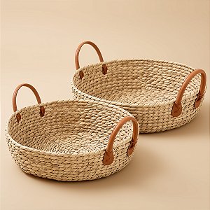 Kit Cesta Decorativa Paracanas em Seagrass com Alça Clara - 2 unidades - Rizzo