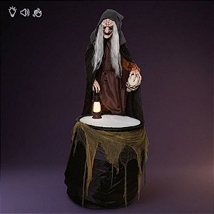 Enfeite Decorativo de Halloween Com Som, Luz e Movimento - Bruxa Nadja - 1,65m - 1 unidade - Cromus - Rizzo