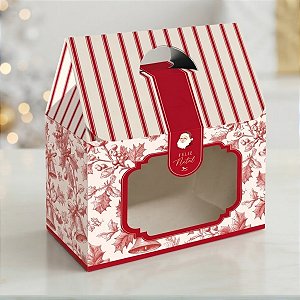 Caixa Maleta de Natal com Visor - Nostalgia Vermelho - M 15x8x21cm - 1 unidade - Cromus - Rizzo