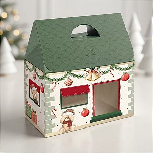 Caixa Maleta com Visor de Natal - Fofurso Verde - M 15x8x21cm - 1 unidade - Cromus - Rizzo