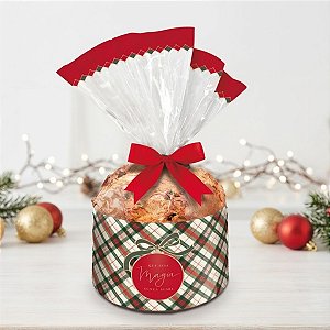 Saco Transparente para Panetone 250g - Memórias Vermelho - 19x25cm - 50 unidades - Cromus - Rizzo