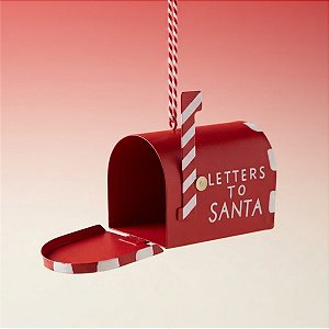 Enfeite para Pendurar de Natal - Caixa de Correio Letters To Santa - Vermelha - 1 unidade - Cromus - Rizzo