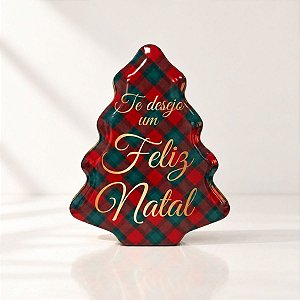 Lata de Natal de Metal - Te Desejo Um Feliz Natal - Vermelho e Verde - 18,4x15,2x6,5 cm - 1 unidade - Rizzo
