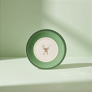 Prato de Natal com Rena - Verde - 20cm - 1 unidade - Cromus - Rizzo