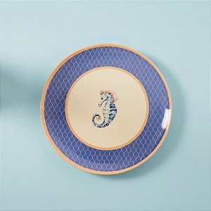 Prato de Natal com Cavalo Marinho - Azul - 25cm - 1 unidade - Cromus - Rizzo