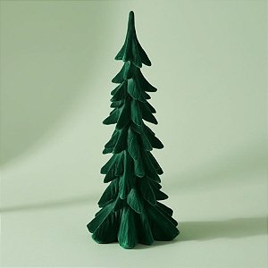 Árvore de Natal Decorativa em Resina - Flocado Verde - 24cm - 1 unidade - Cromus - Rizzo