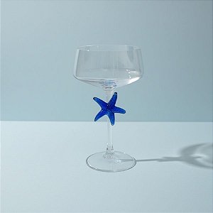 Taça de Vidro Coupe - Estrela do Mar - Azul - 330ml  - 1 unidade - Cromus - Rizzo