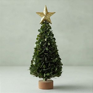 Mini Árvore De Natal Com Estrela - Verde e Ouro - 22x8x8cm - 1 unidade - Cromus - Rizzo